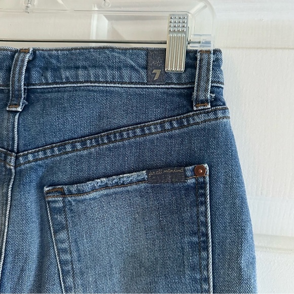 7 FOR ALL MANKIND Asymmetrical Denim Mini Skirt - Picture 6 of 8